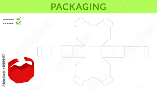Box packaging die cut template design for Valentine's day, birthdays, baby showers for sweets, candies, small presents, bakery. Retail box blueprint template design. Print, cutout, fold, glue.