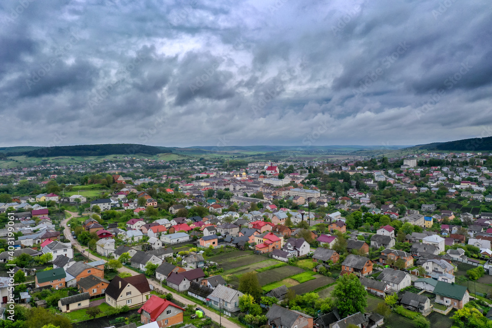 Panorama of the city of Berezhany, Ternopil region. Ukraine