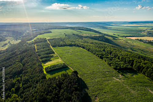 Aerial view of Storozhysko hill in Brzezany, Ukraine photo