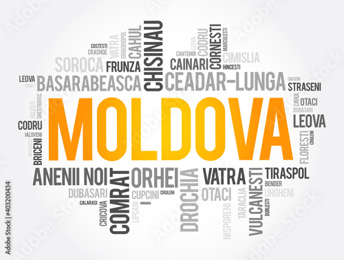 List of cities in Moldova word cloud collage, education and travel concept background photo