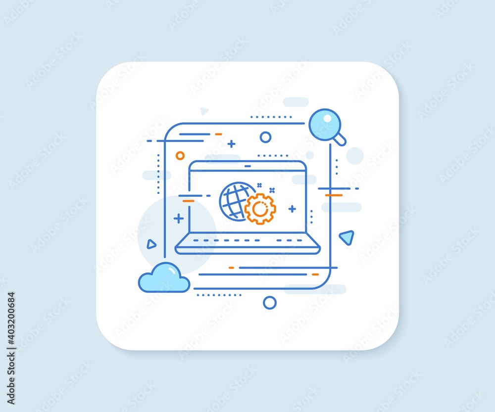 Seo gear line icon. Abstract vector button. Internet settings sign. Traffic management symbol. Seo gear line icon. Laptop concept badge. Vector Seo gear line icon. Abstract vector button. Internet settings sign. Traffic management symbol. Seo gear line icon. Laptop concept badge. Vector
