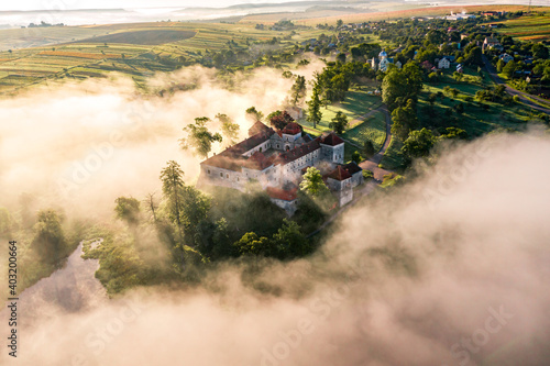 Aerial Svirzh Castle in Ukraine photo