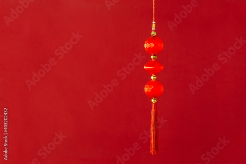 Chinese ornament on red background