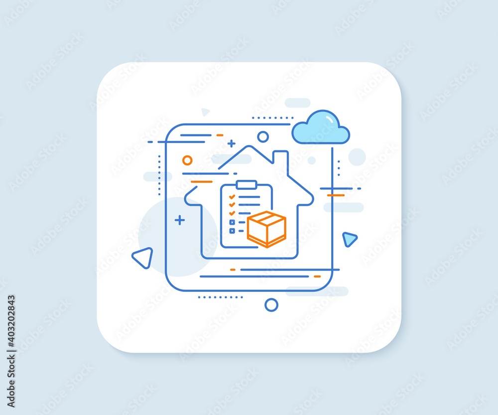 Parcel checklist line icon. Abstract vector button. Logistics check sign. Package control symbol. Parcel checklist line icon. Home concept badge. Vector Parcel checklist line icon. Abstract vector button. Logistics check sign. Package control symbol. Parcel checklist line icon. Home concept badge. Vector