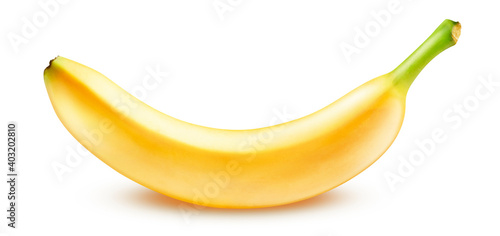 One banana isolated on white background with clipping path.