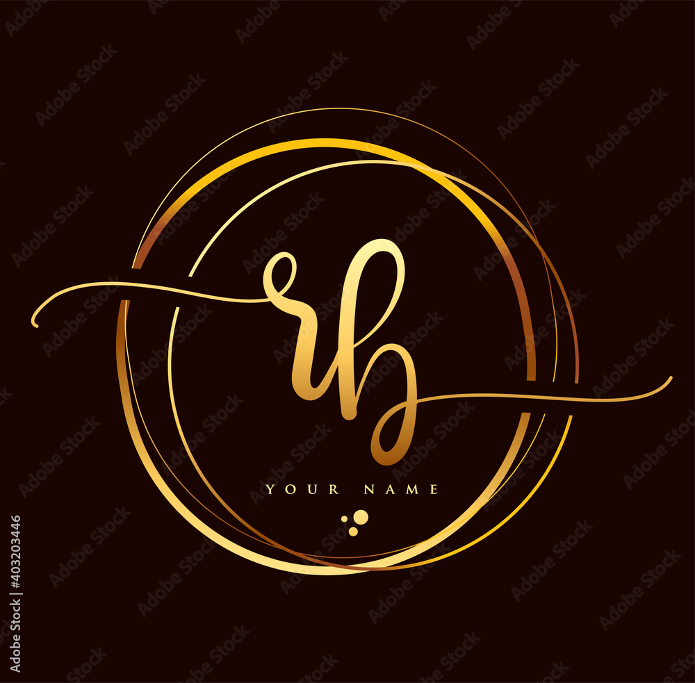 RB Initial handwriting logo golden color. Hand lettering Initials logo ...