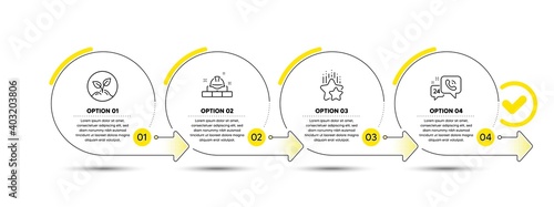 Ranking stars, Construction bricks and Startup line icons set. Timeline process infograph. 24h service sign. Winner award, Builder, Launch project. Call support. Business set. Vector