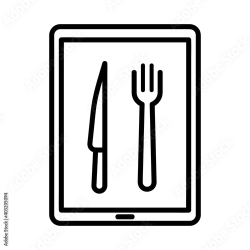 Restraunt menu icon. Black stroke.