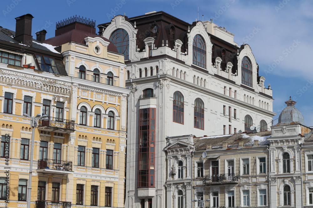 roofs of beautiful Kiev historical buildings-attractions