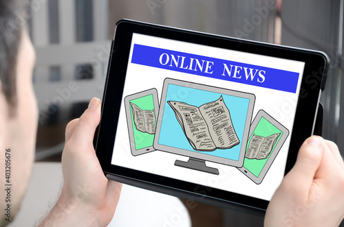 Online news concept on a tablet