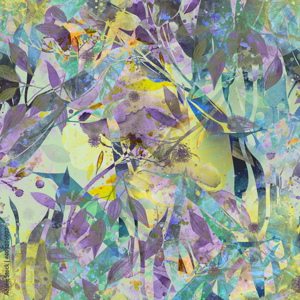 background with flowers abstract art