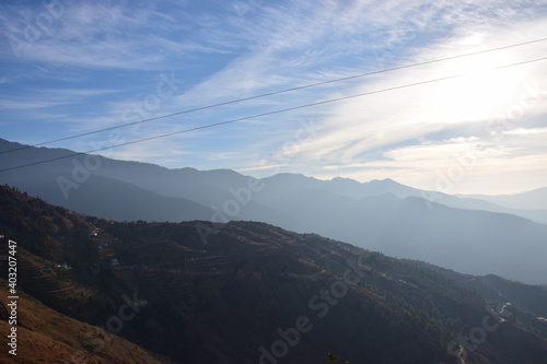 mountains in the morning