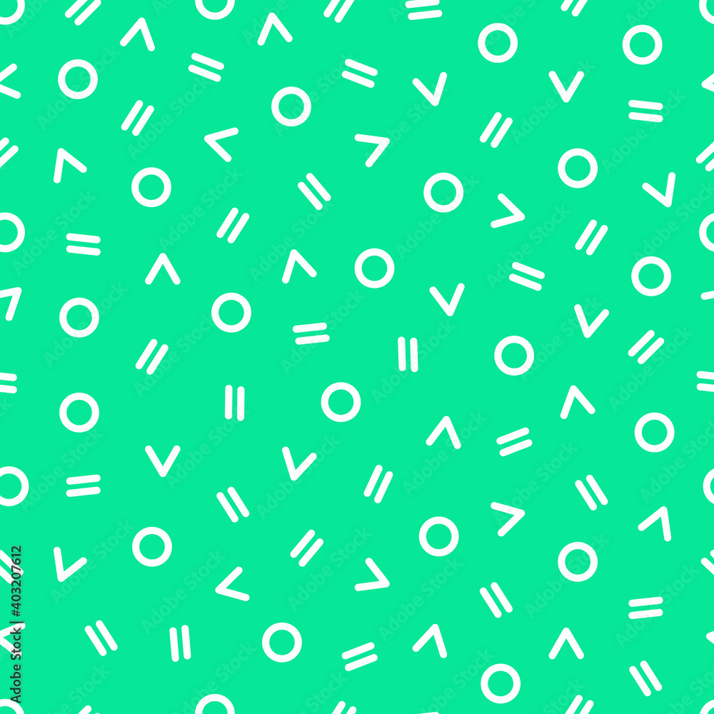 Abstract seamless pattern. White letters and lines on green vector wallpaper background. Stylish wrapping and scrapbooking template. Bright fabric print Abstract seamless pattern. White letters and lines on green vector wallpaper background. Stylish wrapping and scrapbooking template. Bright fabric print