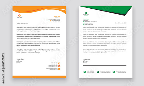 Business style letterhead template design for project with standard sizes.