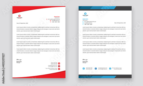 Business style letterhead template design for project with standard sizes.