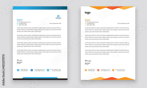 Business style letterhead template design for project with standard sizes.