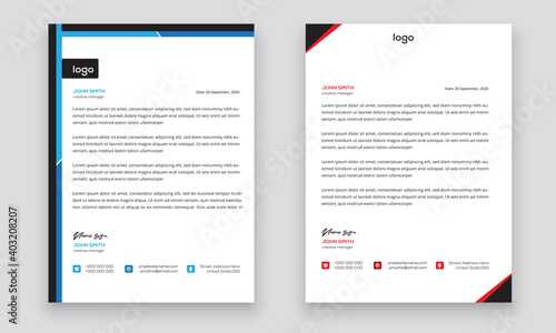 Business style letterhead template design for project with standard sizes.