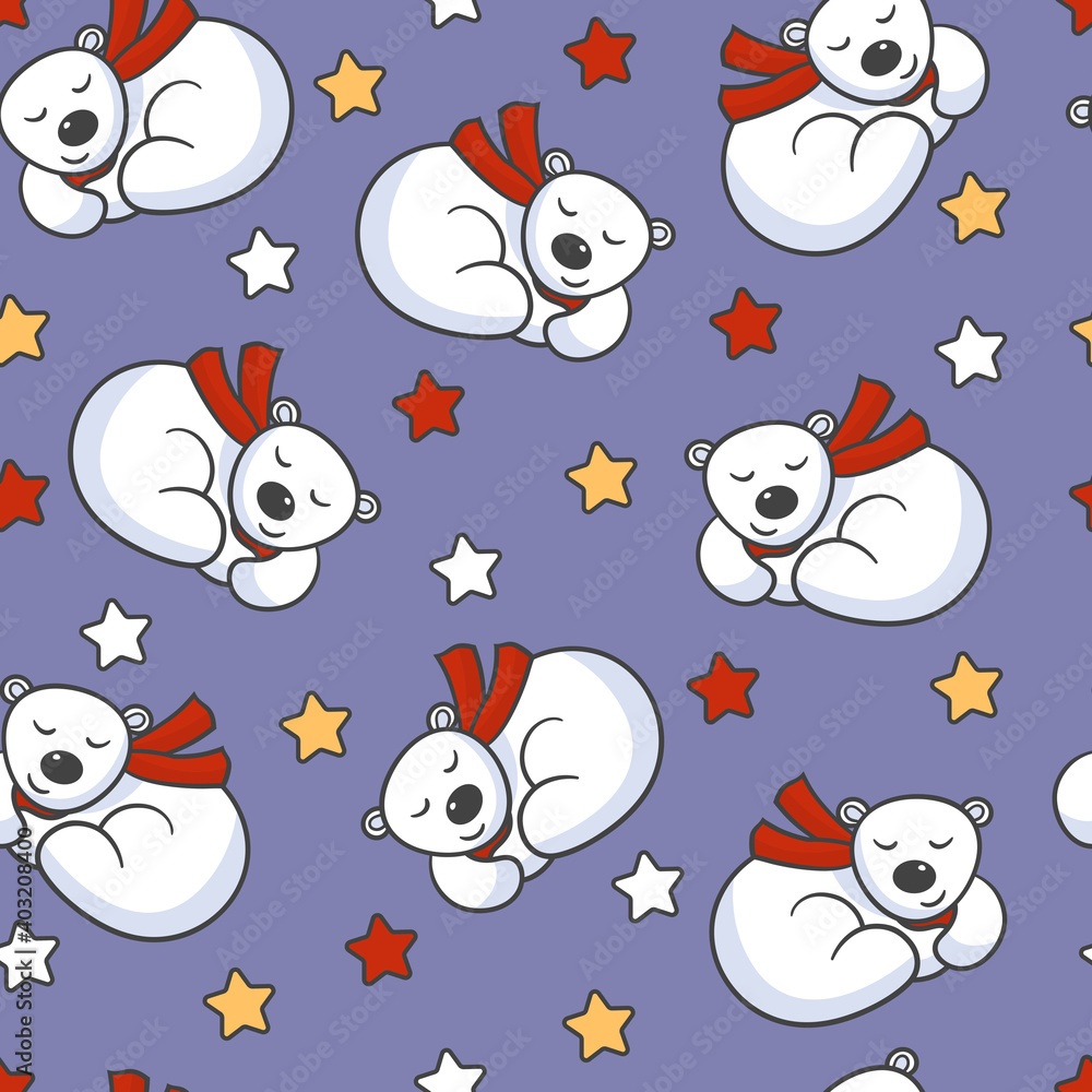 Seamless pattern with cute sleeping bear Seamless pattern with cute sleeping bear