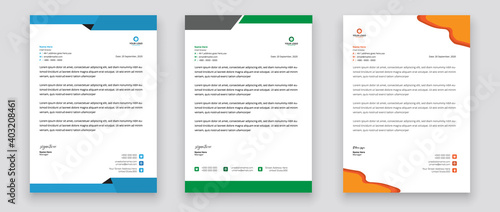 Business style letterhead template design for project with standard sizes.