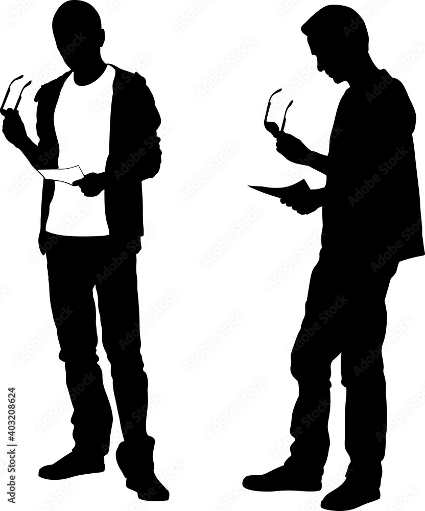 silhouettes of men reading a piece of paper