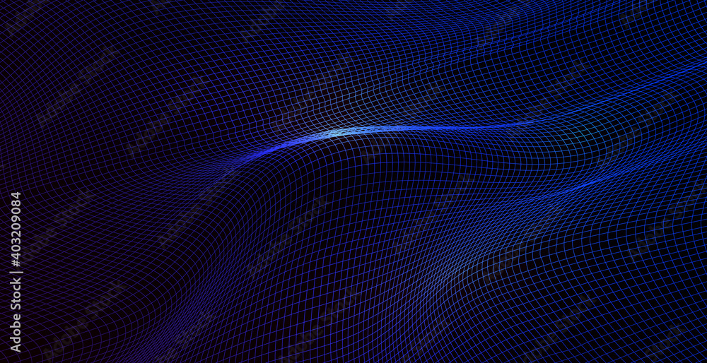 Technology abstract 3d futuristic background with bends and wave. Blue colors. Cyber technology. Stock vector illustration on black isolated background. Technology abstract 3d futuristic background with bends and wave. Blue colors. Cyber technology. Stock vector illustration on black isolated background.