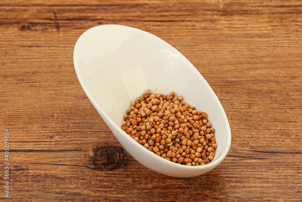 Coriander seeds in the bowl Coriander seeds in the bowl