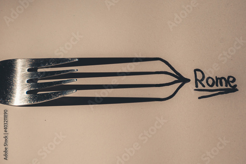All roads lead to Rome - Fork art - Fork and shadow play 