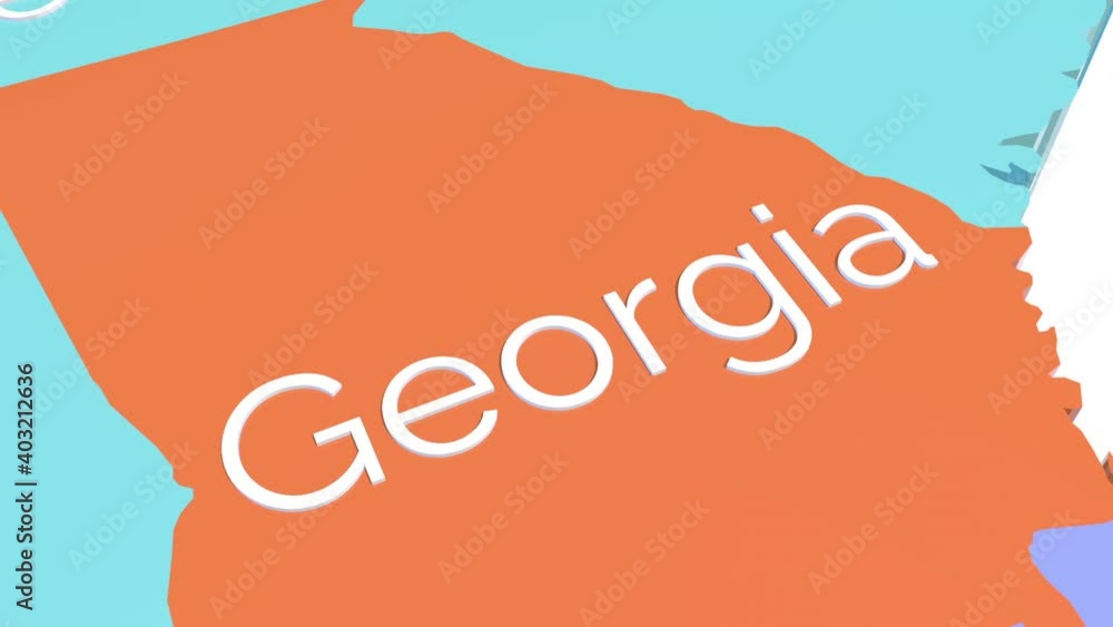3d map animation showing the state of Georgia from the united states of