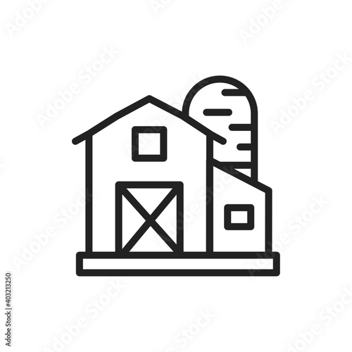 Country barn color line icon. Isolated vector element.