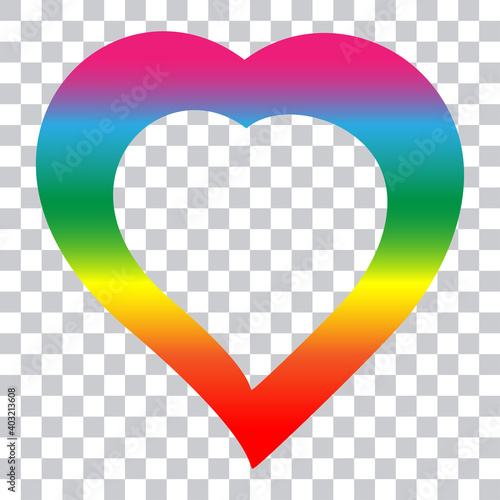 Rainbow heart on transparent background. Mockup vector illustration. Design element for Valentine's Day