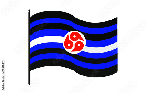 Vector illustration of waving BDSM rights pride flag on white background. The BDSM community symbol.