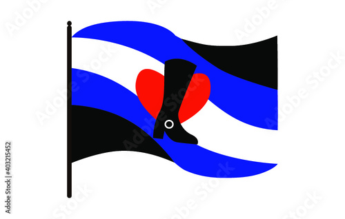 Vector illustration of flat Bootblack fetish pride flag on white background. A symbol of the boot blacking fetishists community.