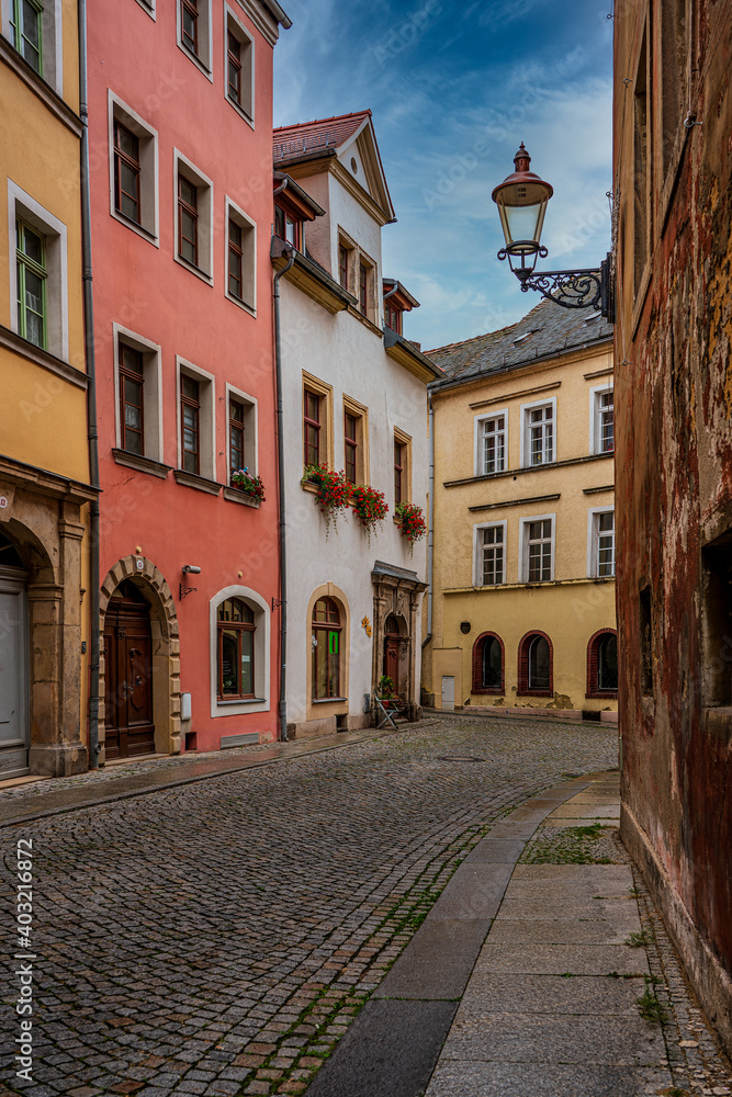 old town of Zittau with colorful houses