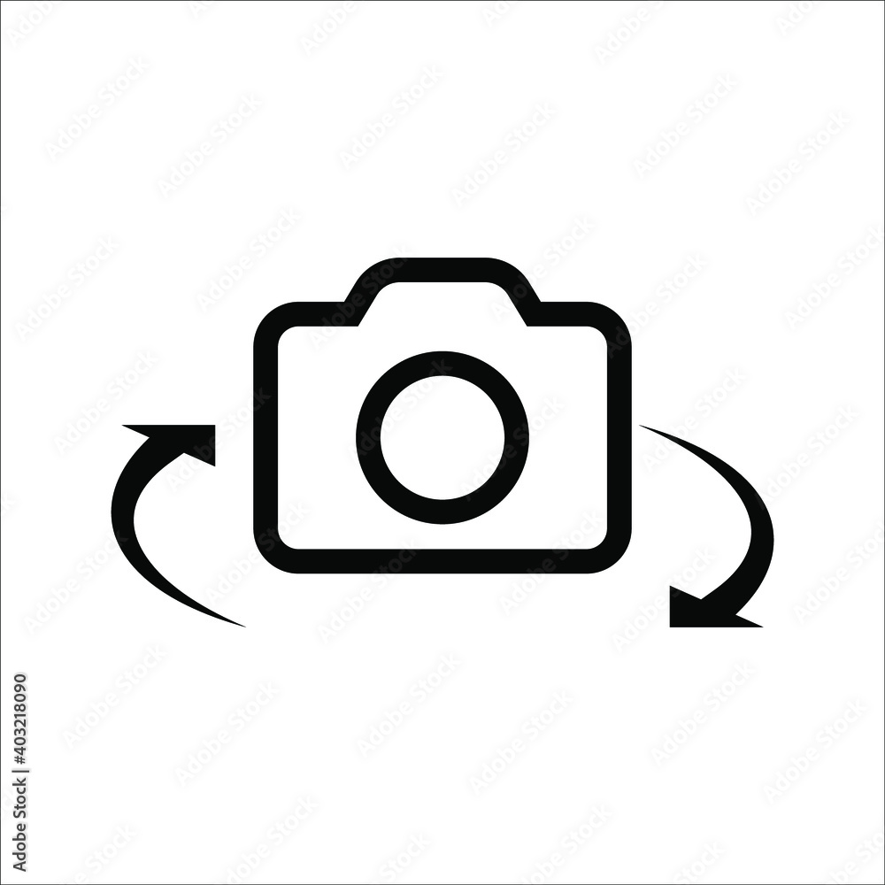 Switch from front to back camera flat icon for apps on white background. color editable Switch from front to back camera flat icon for apps on white background. color editable