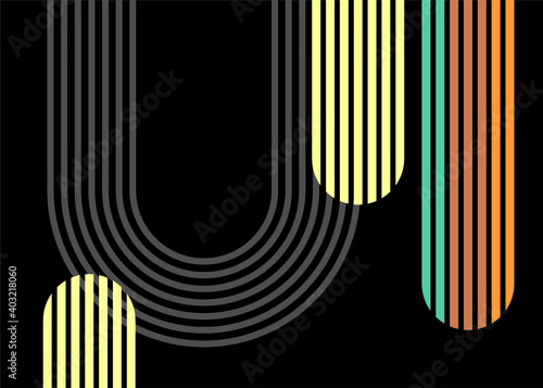 A modern striped disco pattern with parallel lines. Trendy vector background