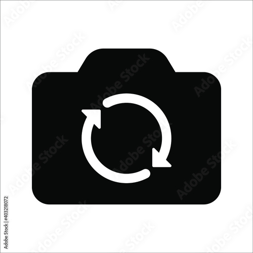 Switch from front to back camera flat icon for apps on white background. color editable