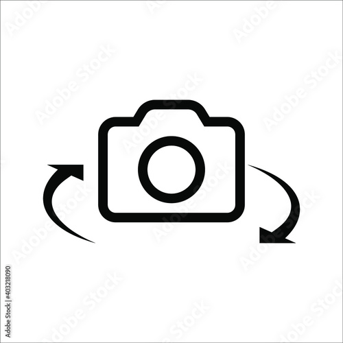 Switch from front to back camera flat icon for apps on white background. color editable