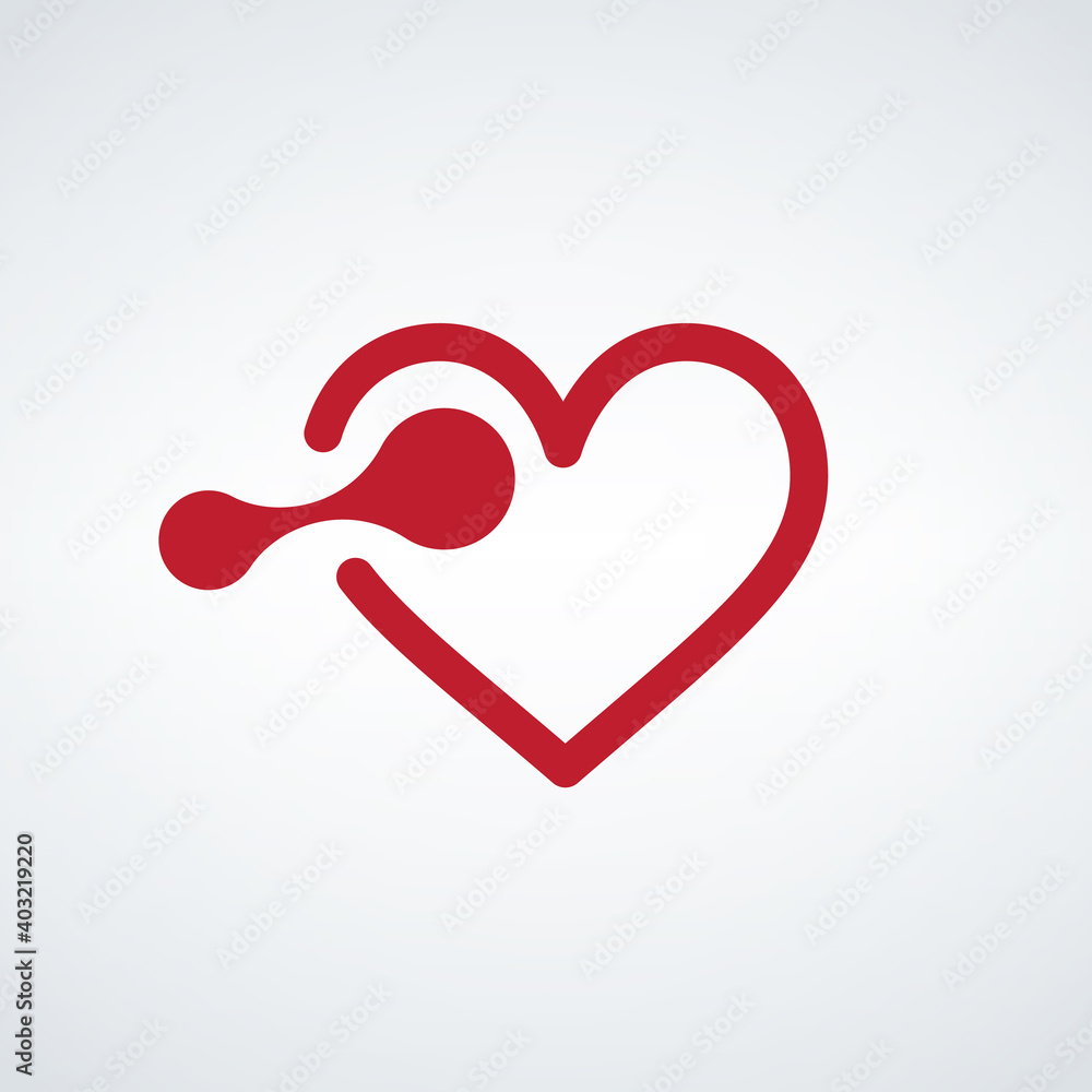 Move into the heart, let me in Heart vector symbol. Valentines day ribbon logotype. Abstract line medical health logo icon design.