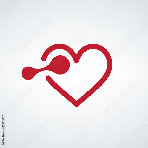 Move into the heart, let me in Heart vector symbol. Valentines day ribbon logotype. Abstract line medical health logo icon design.