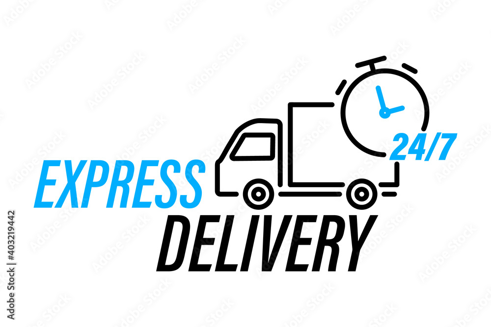 Fast delivery truck icon. Online delivery service line vector icon