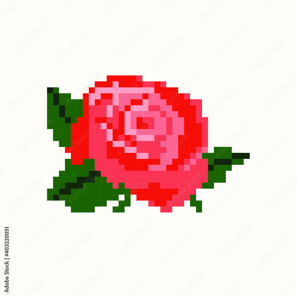 Rose in pixel art vector illustration Rose in pixel art vector illustration