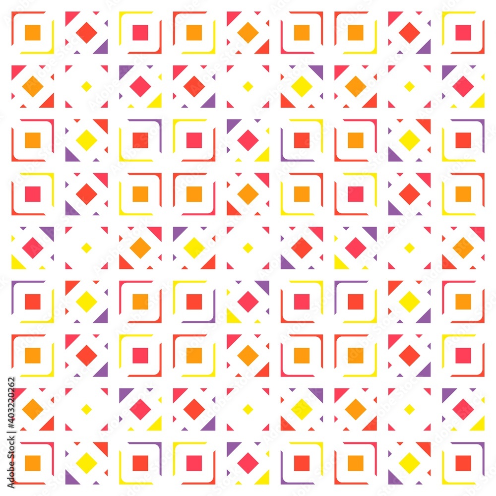 Beautiful of Colorful Square and Rhombus, Repeated, Abstract, Illustrator Pattern Wallpaper. Image for Printing on Paper, Wallpaper or Background, Covers, Fabrics