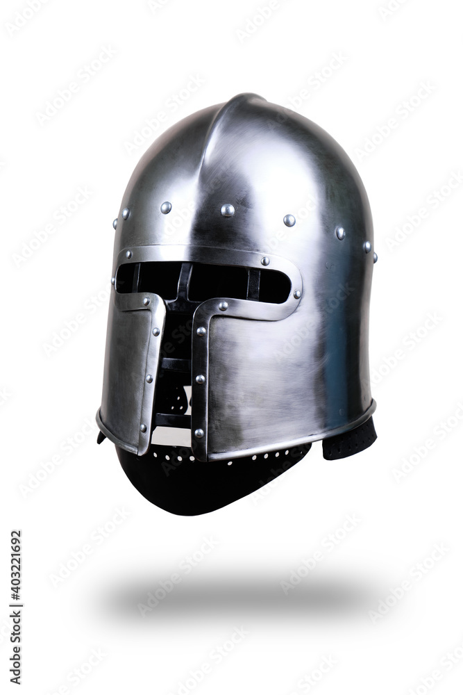 Fototapeta premium Knight helmet on white.