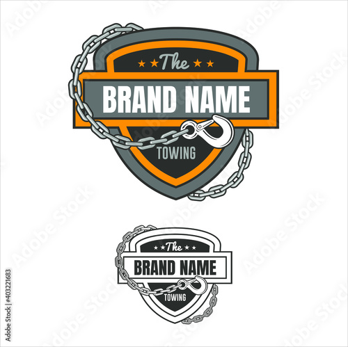 logo template for towing service, badge logo style, vector art.