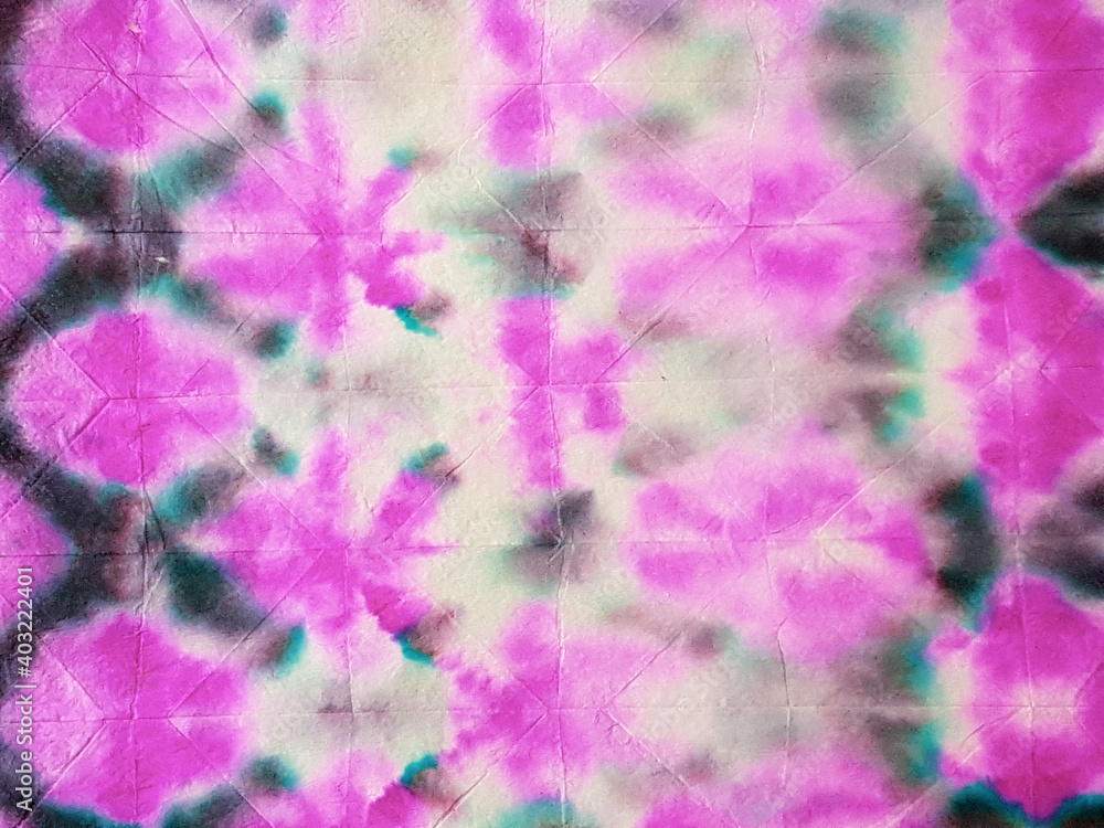 Fototapeta premium Tie and Dye Texture. Ethnic Texture. Flowers Bohemian Borders. Tile pattern. Boho Design. Creative White Multicolor Tie Dye Rug. Watercolor Bohemian Tile. Space Dyed Fabric.