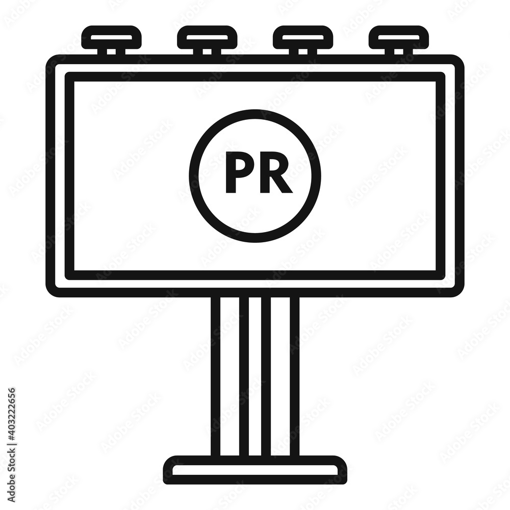 Pr specialist billboard icon. Outline pr specialist billboard vector icon for web design isolated on white background Pr specialist billboard icon. Outline pr specialist billboard vector icon for web design isolated on white background