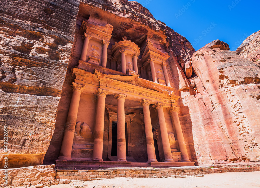 Petra, Jordan. Al-Khazneh (The Treasury) in Petra, the capital of the ancient Nabatean Kingdom.
