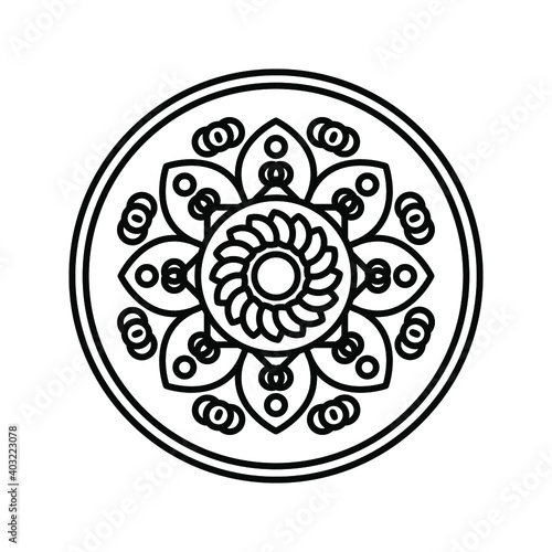 mandala on white background. Flower Mandala. Flower icon trendy design template. Abstract mandala graphic design.