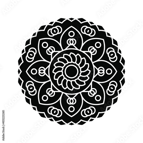 mandala on white background. Flower Mandala. Flower icon trendy design template. Abstract mandala graphic design.