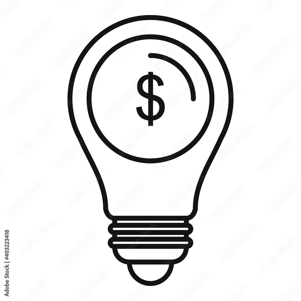 Dollar idea bulb icon. Outline dollar idea bulb vector icon for web design isolated on white background Dollar idea bulb icon. Outline dollar idea bulb vector icon for web design isolated on white background